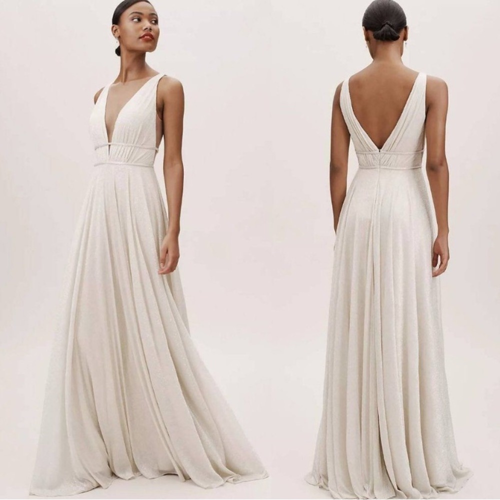 NWT BHLDN x JENNY YOO •RARE• Carmen Shimmer Maxi Dress Size 6 - Picture 2 of 16